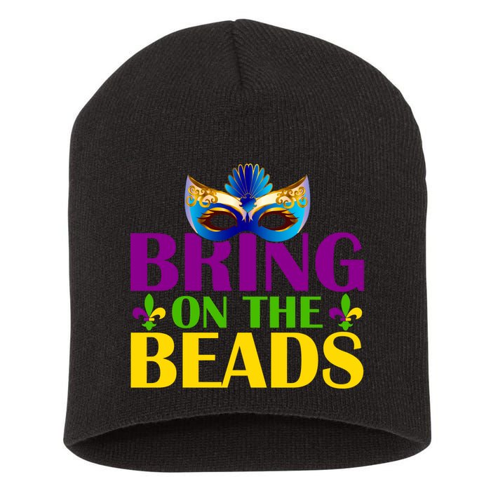 Bring On The Beads Mardi Gras Short Acrylic Beanie