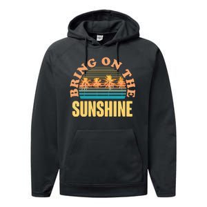 Bring On The Sunshine Tropical Palm Trees Performance Fleece Hoodie