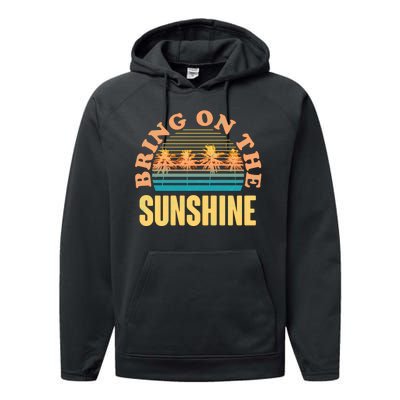 Bring On The Sunshine Tropical Palm Trees Performance Fleece Hoodie