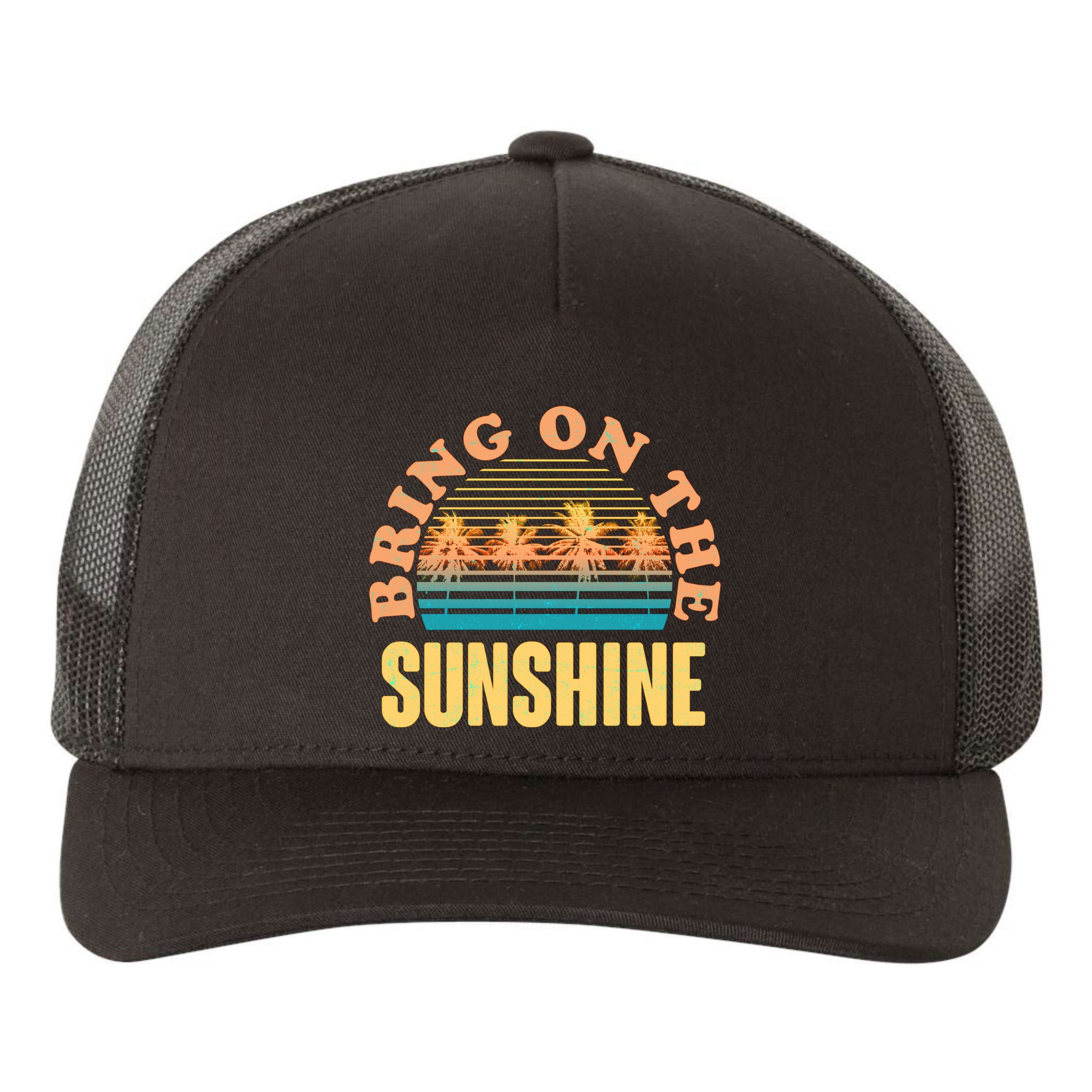 Bring On The Sunshine Tropical Palm Trees Yupoong Adult 5-Panel Trucker Hat