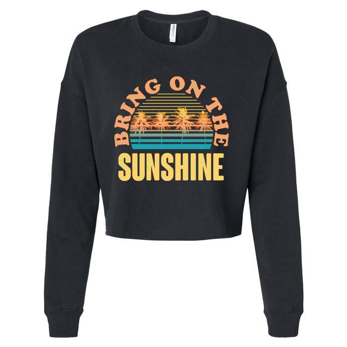 Bring On The Sunshine Tropical Palm Trees Cropped Pullover Crew