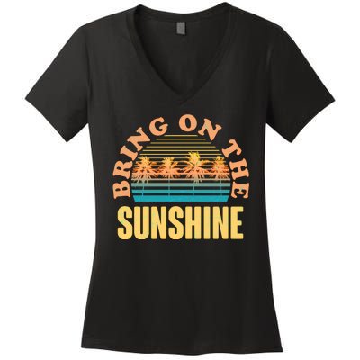 Bring On The Sunshine Tropical Palm Trees Women's V-Neck T-Shirt