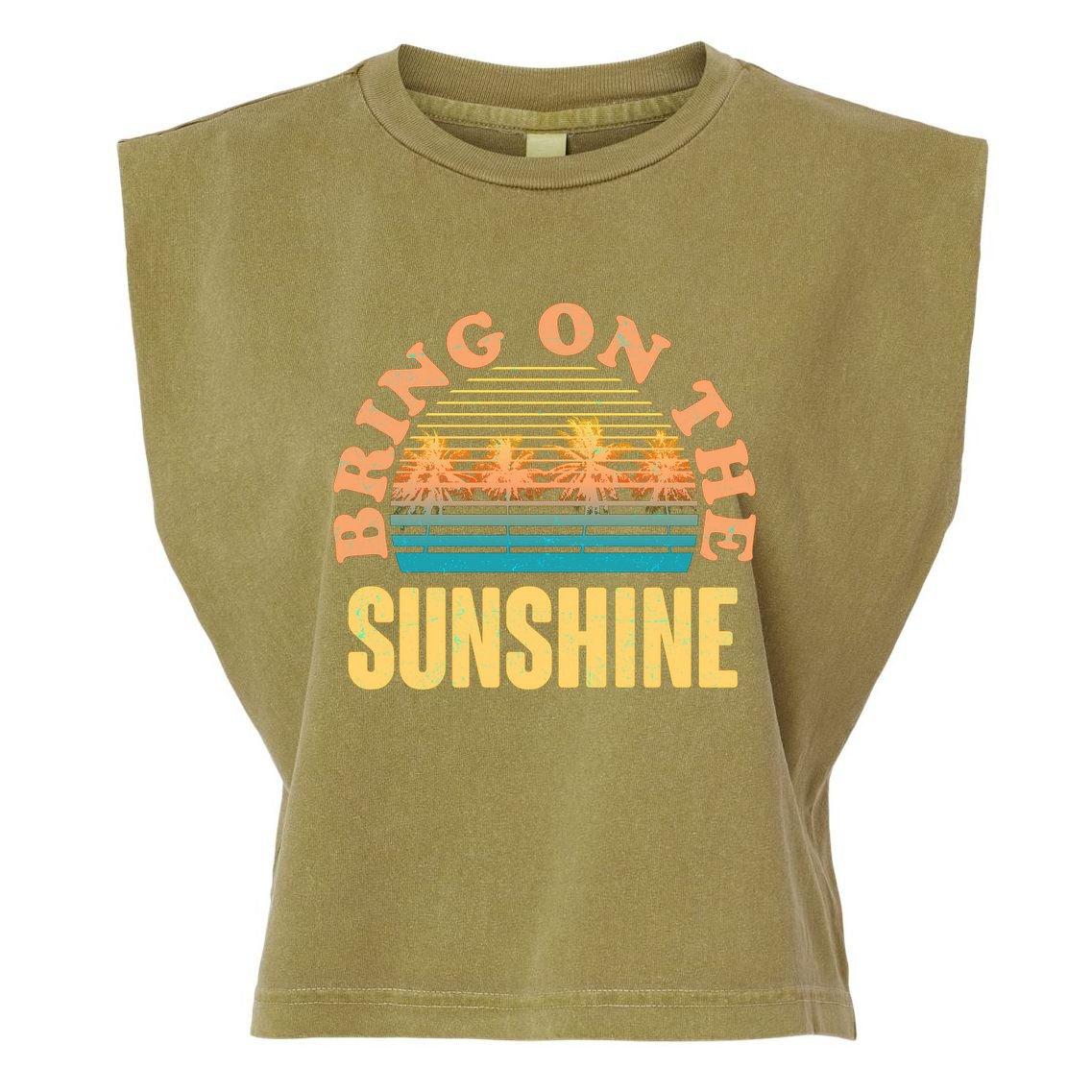Bring On The Sunshine Tropical Palm Trees Garment-Dyed Women's Muscle Tee