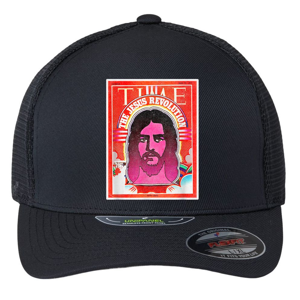 Boho Retro Jesus Revolution Vintage Christian Faith Revival Flexfit Unipanel Trucker Cap