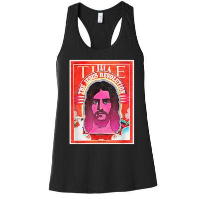 Boho Retro Jesus Revolution Vintage Christian Faith Revival Women's Racerback Tank