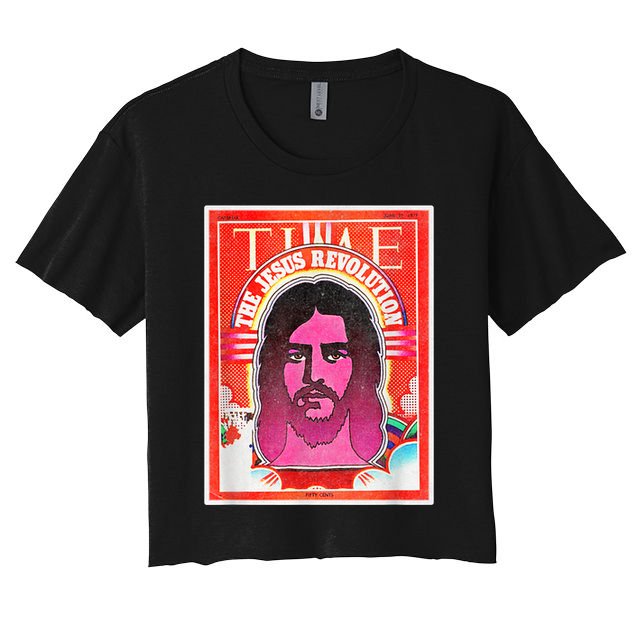 Boho Retro Jesus Revolution Vintage Christian Faith Revival Women's Crop Top Tee