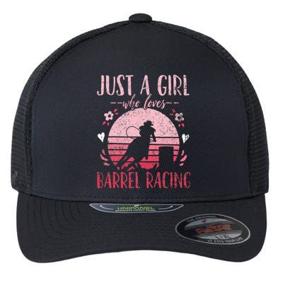 Barrel Racer Just a Who Loves Barrel Racing Vintage Flexfit Unipanel Trucker Cap