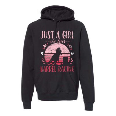 Barrel Racer Just a Who Loves Barrel Racing Vintage Premium Hoodie