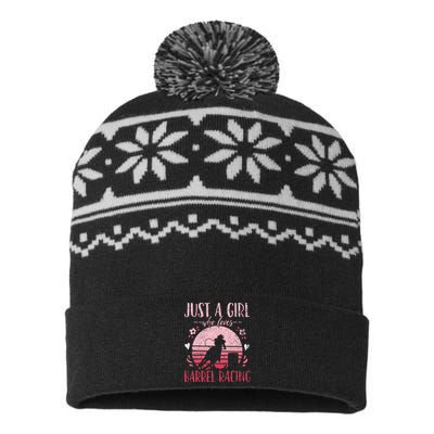 Barrel Racer Just a Who Loves Barrel Racing Vintage USA-Made Snowflake Beanie