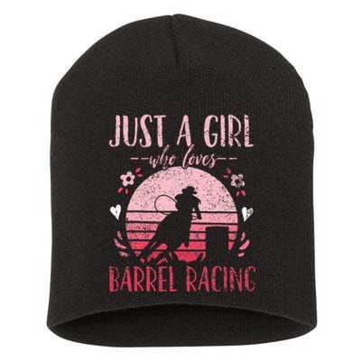 Barrel Racer Just a Who Loves Barrel Racing Vintage Short Acrylic Beanie