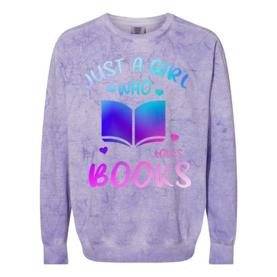 Bookaholic Reading Just a who loves books Colorblast Crewneck Sweatshirt