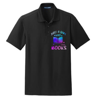 Bookaholic Reading Just a who loves books Dry Zone Grid Polo