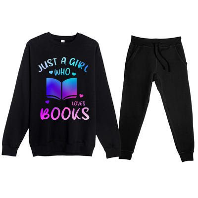 Bookaholic Reading Just a who loves books Premium Crewneck Sweatsuit Set