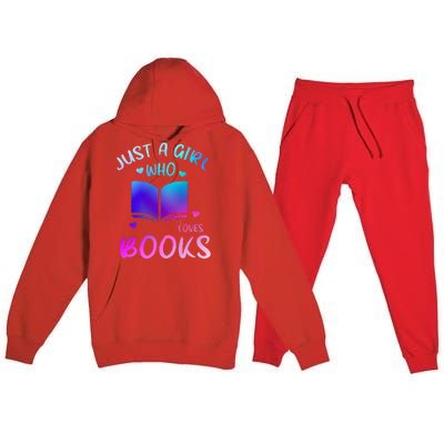 Bookaholic Reading Just a who loves books Premium Hooded Sweatsuit Set