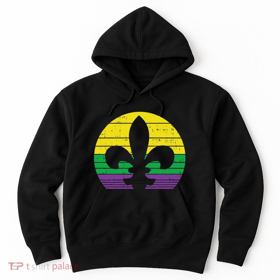 Boredkoalas Retro Jester Hat Silhouette Mardi Gras Carnival Hoodie
