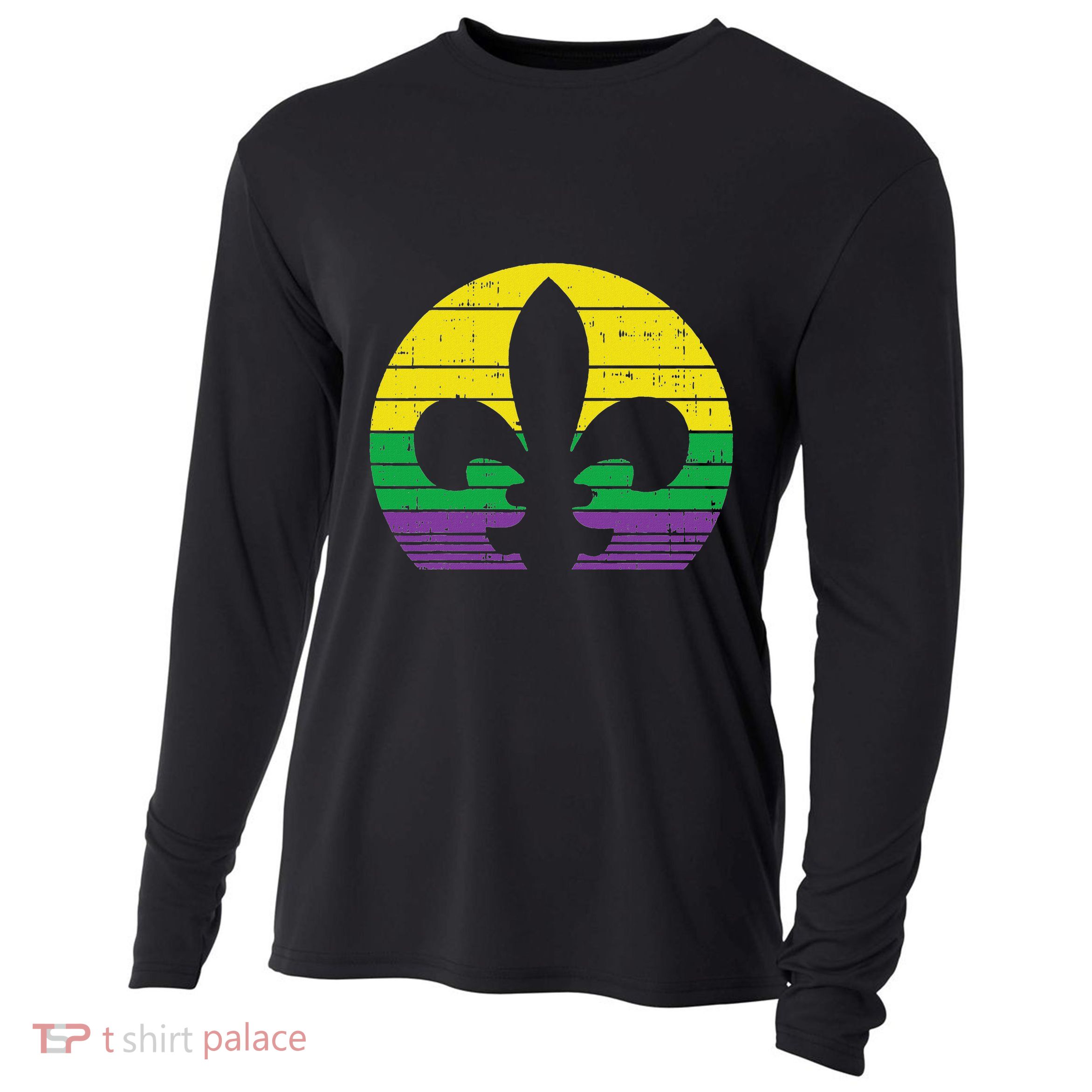 Boredkoalas Retro Jester Hat Silhouette Mardi Gras Carnival Cooling Performance Long Sleeve Crew
