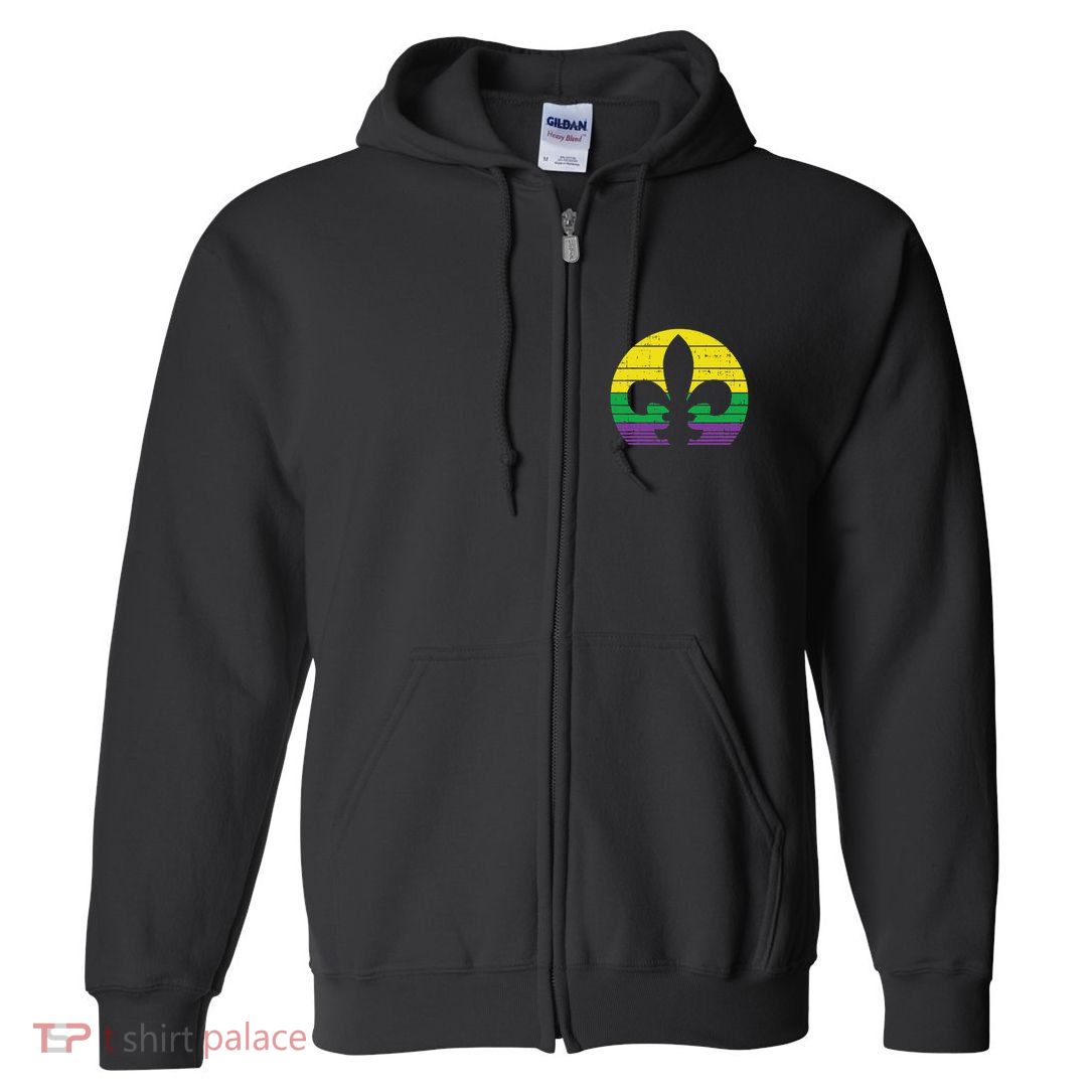 Boredkoalas Retro Jester Hat Silhouette Mardi Gras Carnival Full Zip Hoodie