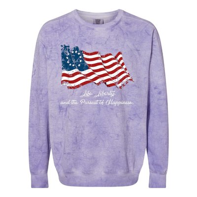 Betsy Ross Life Liberty And The Pursuit Of Happiness Colorblast Crewneck Sweatshirt