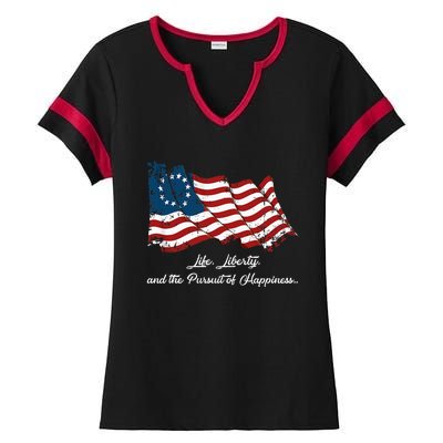 Betsy Ross Life Liberty And The Pursuit Of Happiness Ladies Halftime Notch Neck Tee