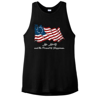 Betsy Ross Life Liberty And The Pursuit Of Happiness Ladies PosiCharge Tri-Blend Wicking Tank