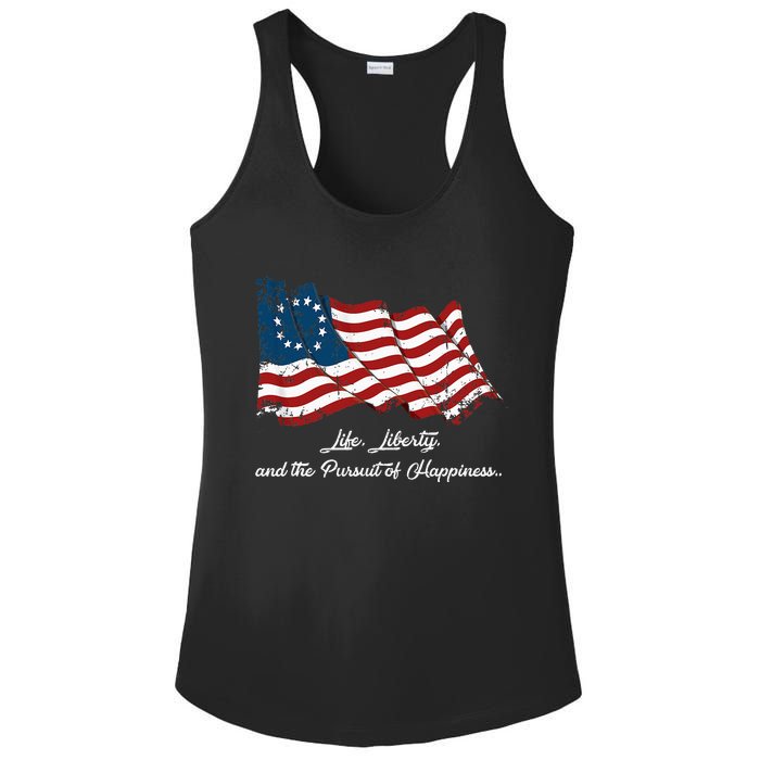 Betsy Ross Life Liberty And The Pursuit Of Happiness Ladies PosiCharge Competitor Racerback Tank