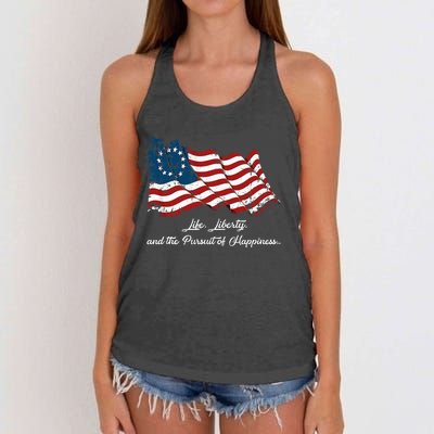 Betsy Ross Life Liberty And The Pursuit Of Happiness Women's Knotted Racerback Tank