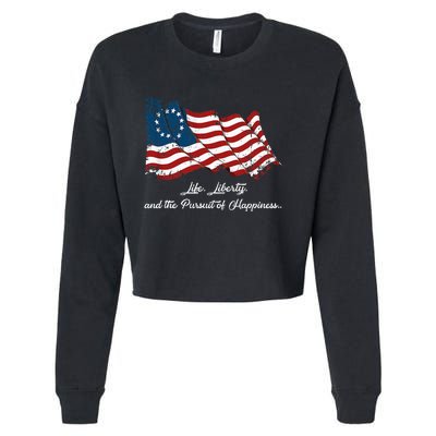 Betsy Ross Life Liberty And The Pursuit Of Happiness Cropped Pullover Crew