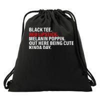 Black Red Lipstick Melanin Poppin Out Here Being Cute Drawstring Bag