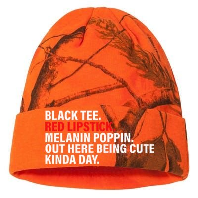 Black Red Lipstick Melanin Poppin Out Here Being Cute Kati Licensed 12" Camo Beanie