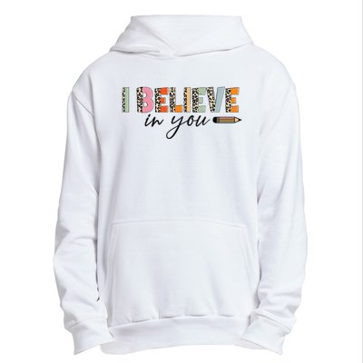 Believe Retro Leopard Test Day Cute Pencil Teacher Students Urban Pullover Hoodie