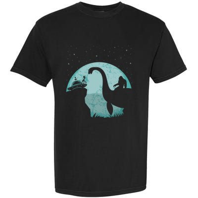 Bigfoot Riding Loch Ness Monster Sasquatch Ufo Abduction Garment-Dyed Heavyweight T-Shirt