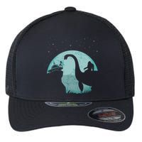 Bigfoot Riding Loch Ness Monster Sasquatch Ufo Abduction Flexfit Unipanel Trucker Cap
