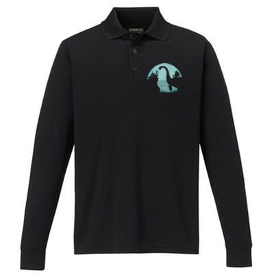 Bigfoot Riding Loch Ness Monster Sasquatch Ufo Abduction Performance Long Sleeve Polo