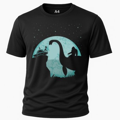 Bigfoot Riding Loch Ness Monster Sasquatch Ufo Abduction Performance Shirt
