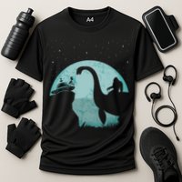Bigfoot Riding Loch Ness Monster Sasquatch Ufo Abduction Cooling Performance Crew T-Shirt