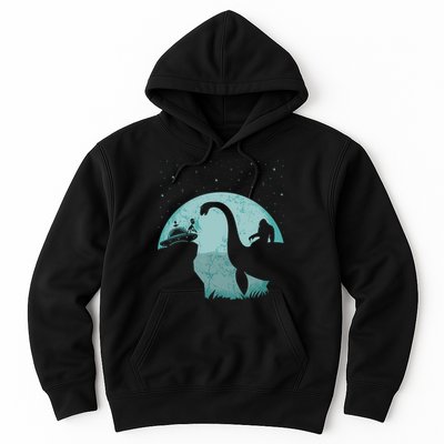 Bigfoot Riding Loch Ness Monster Sasquatch Ufo Abduction Hoodie