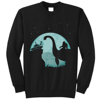 Bigfoot Riding Loch Ness Monster Sasquatch Ufo Abduction Sweatshirt