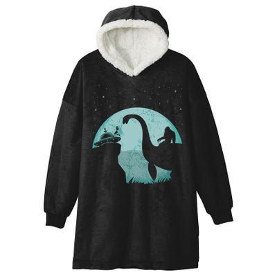 Bigfoot Riding Loch Ness Monster Sasquatch Ufo Abduction Hooded Wearable Blanket