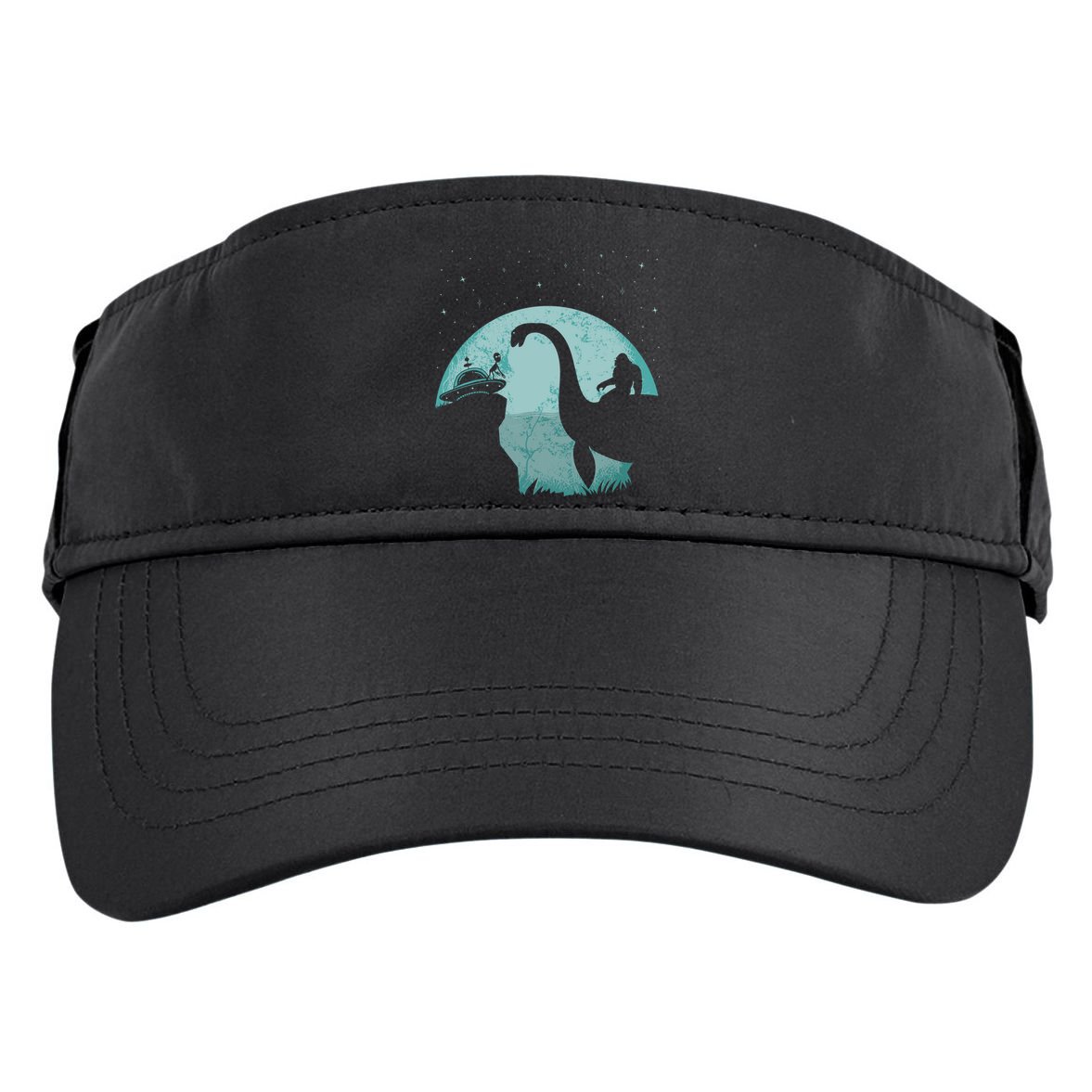 Bigfoot Riding Loch Ness Monster Sasquatch Ufo Abduction Adult Drive Performance Visor
