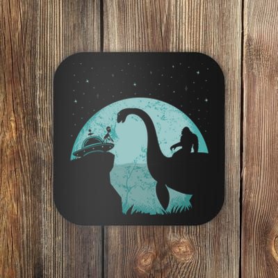 Bigfoot Riding Loch Ness Monster Sasquatch Ufo Abduction Coaster