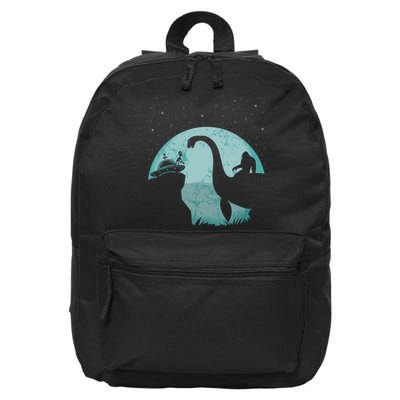Bigfoot Riding Loch Ness Monster Sasquatch Ufo Abduction 16 in Basic Backpack