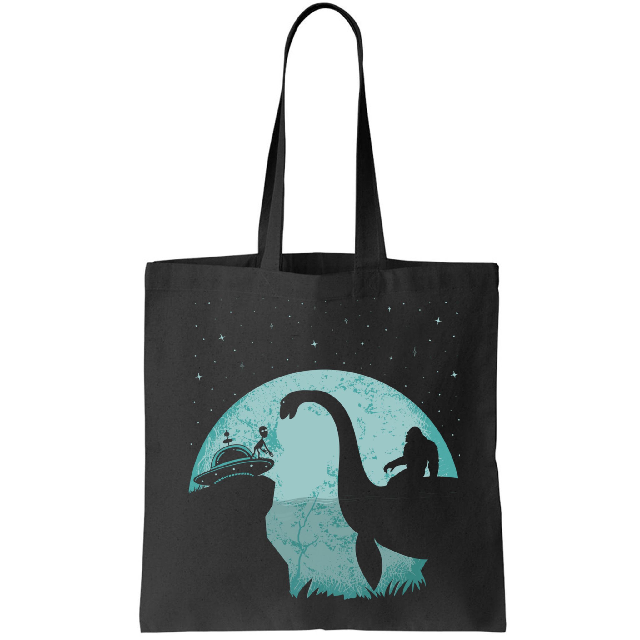 Bigfoot Riding Loch Ness Monster Sasquatch Ufo Abduction Bag