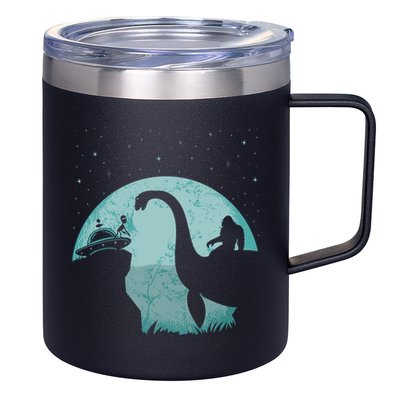 Bigfoot Riding Loch Ness Monster Sasquatch Ufo Abduction 12oz Stainless Steel Coffee Mug
