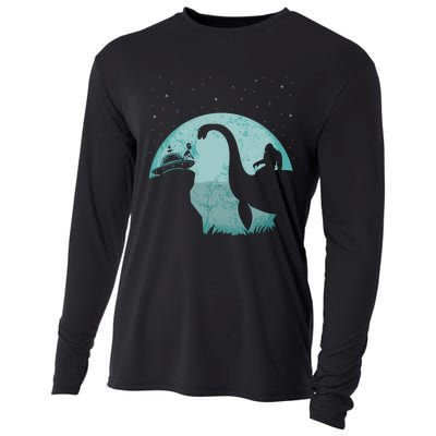 Bigfoot Riding Loch Ness Monster Sasquatch Ufo Abduction Cooling Performance Long Sleeve Crew