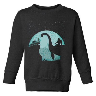 Bigfoot Riding Loch Ness Monster Sasquatch Ufo Abduction Toddler Sweatshirt