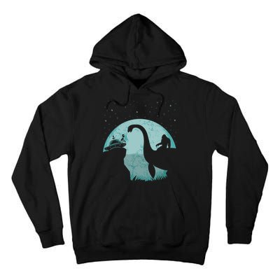 Bigfoot Riding Loch Ness Monster Sasquatch Ufo Abduction Tall Hoodie