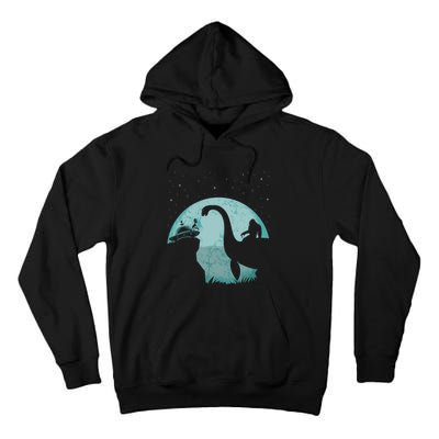 Bigfoot Riding Loch Ness Monster Sasquatch Ufo Abduction Tall Hoodie