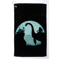 Bigfoot Riding Loch Ness Monster Sasquatch Ufo Abduction Golf Towel