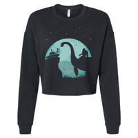 Bigfoot Riding Loch Ness Monster Sasquatch Ufo Abduction Cropped Pullover Crew