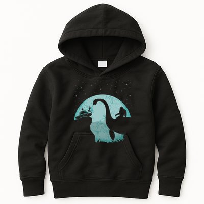 Bigfoot Riding Loch Ness Monster Sasquatch Ufo Abduction Kids Hoodie